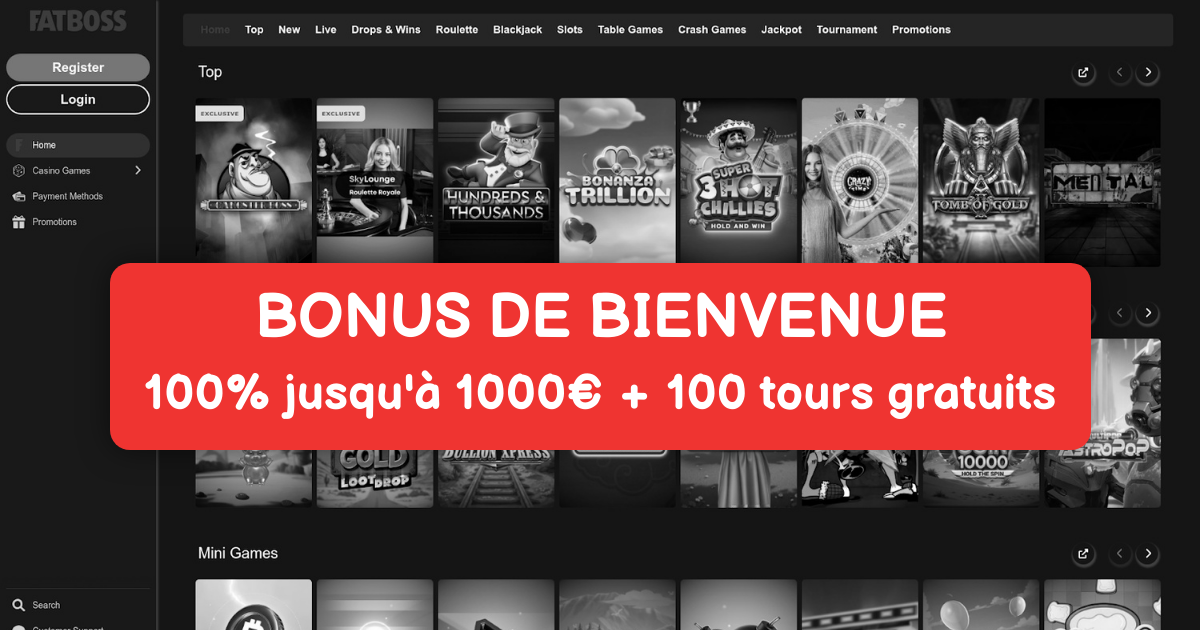 Interface du casino Fatboss en ligne